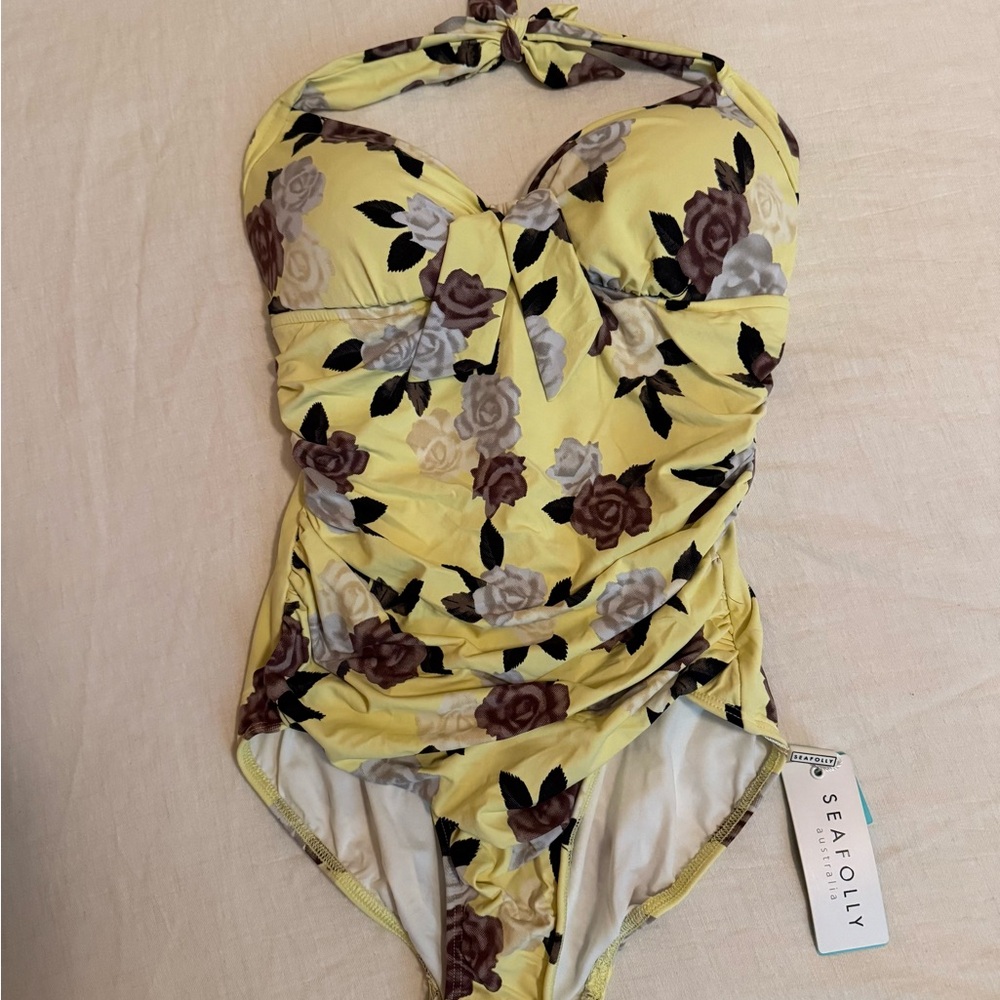 Seafolly Yellow Floral Retro Style One Piece Swimsuit